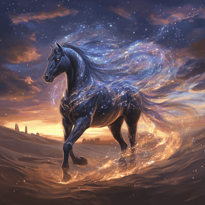 Illustration of Arabian, a mythical realm inspired by Arabian, central to folklore