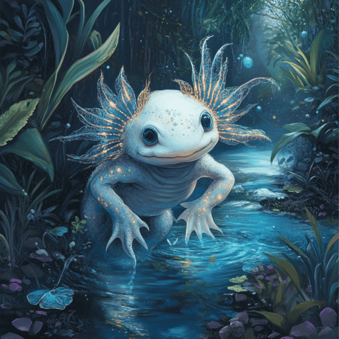 Illustration of Axolotl, a mythical realm inspired by Axolotl, central to folklore