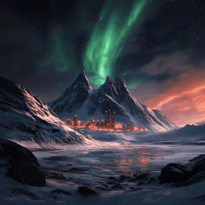 Illustration of Baffin Island, a mythical realm inspired by Baffin Island, central to folklore.