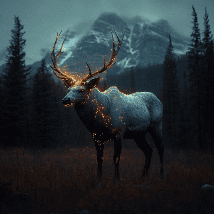 Illustration of Banff National Park, a mythical realm inspired by Banff National Park, central to folklore.