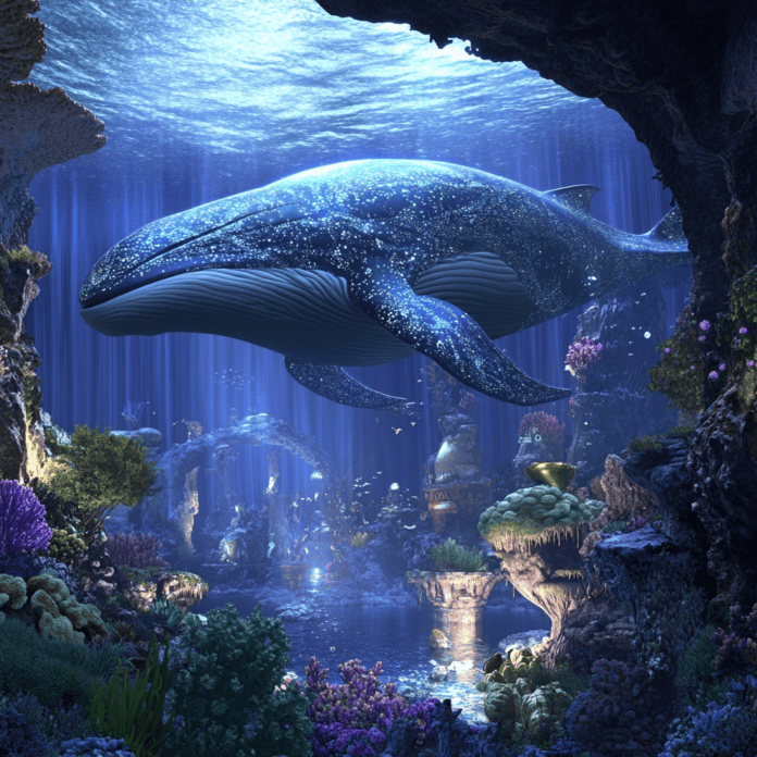 Illustration of Blue Whale, a mythical realm inspired by Blue Whale, central to folklore