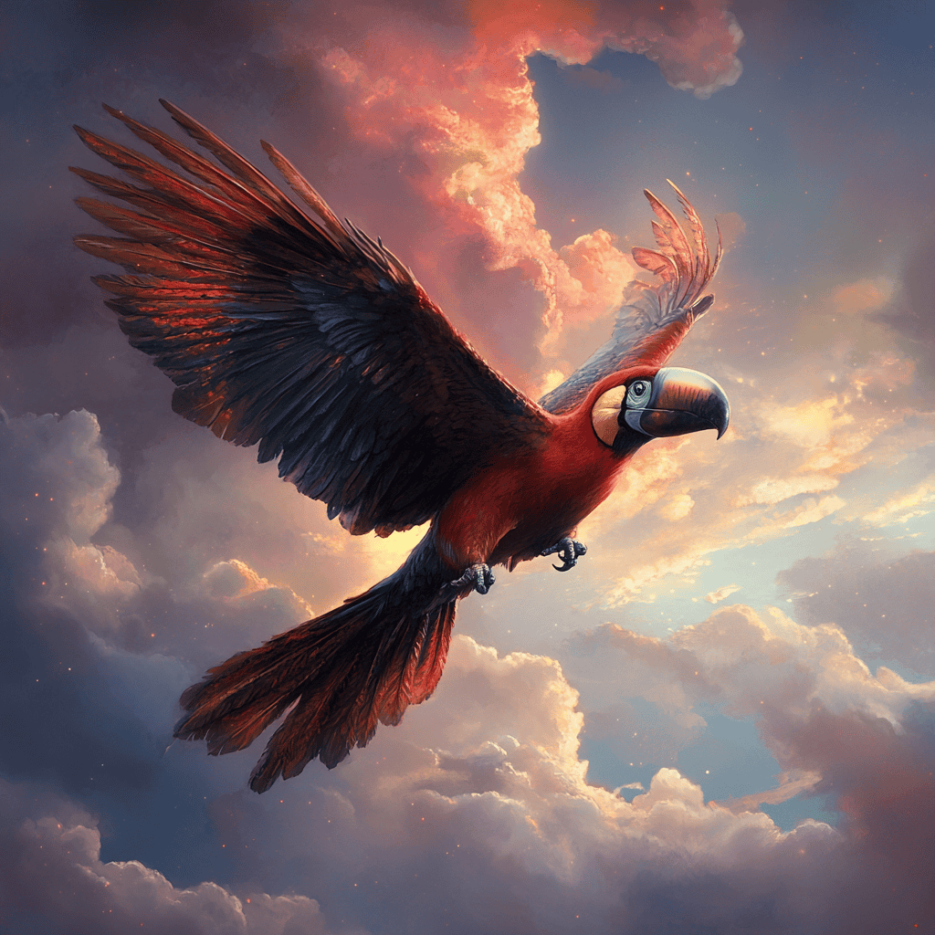 Celestial_Toucan Illustration of Toucan, a mythical realm inspired by Toucan, central to folklore.