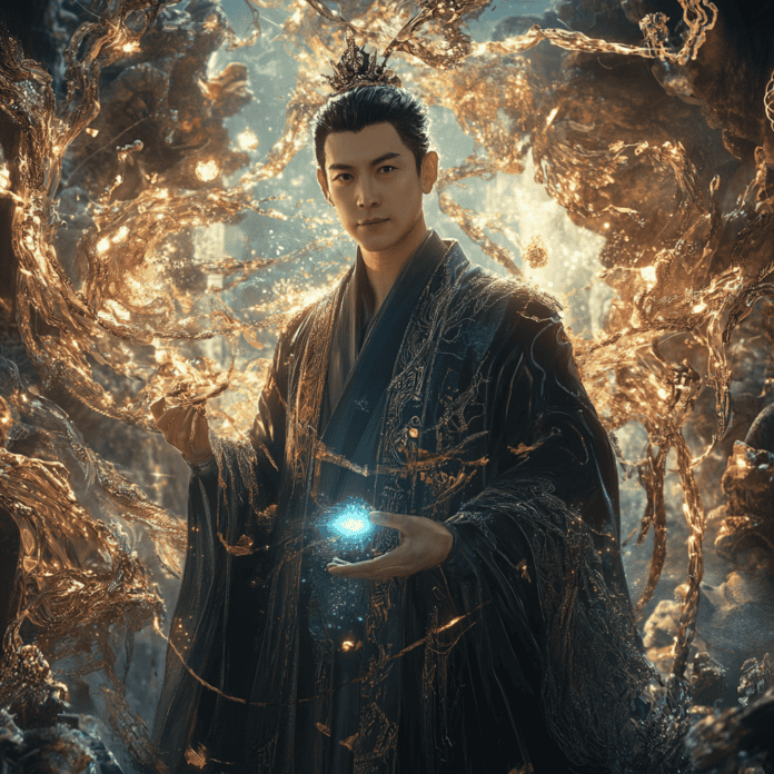 Illustration of Changpeng Zhao, a mythical realm inspired by Changpeng Zhao, central to folklore