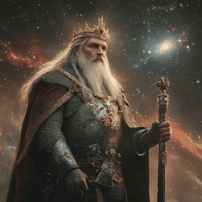 Illustration of Charlemagne, a mythical realm inspired by Charlemagne, central to folklore