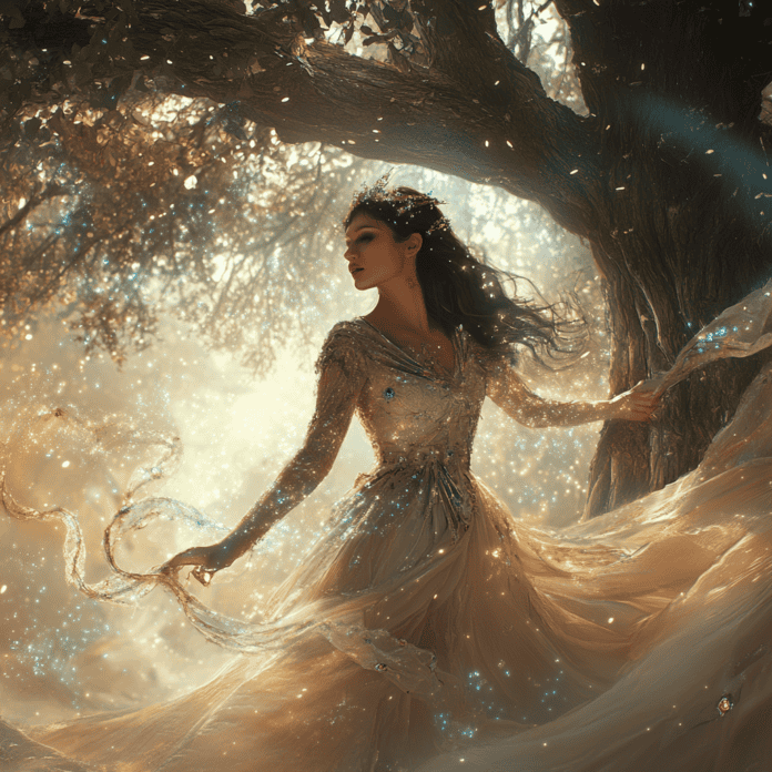 Illustration of Charli D’Amelio, a mythical realm inspired by Charli D’Amelio, central to folklore