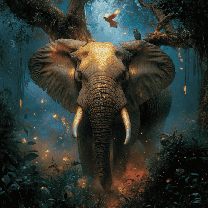 Illustration of Congo Rainforest, a mythical realm inspired by Congo Rainforest, central to folklore.