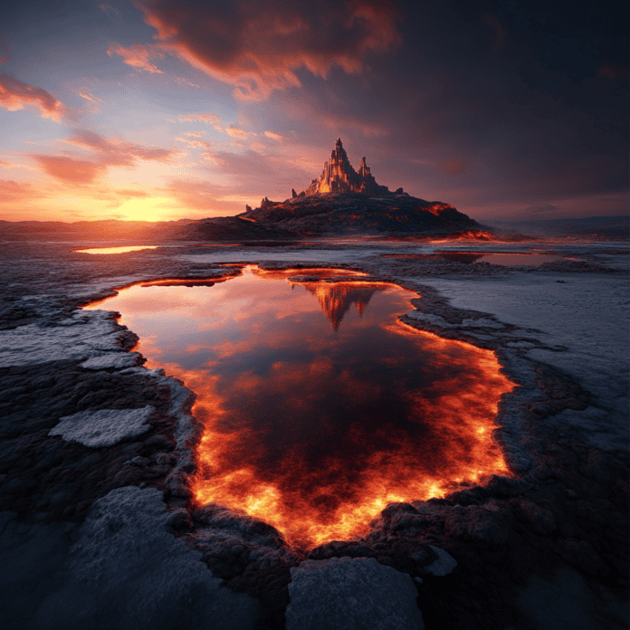 Illustration of Danakil Depression, a mythical realm inspired by Danakil Depression, central to folklore.