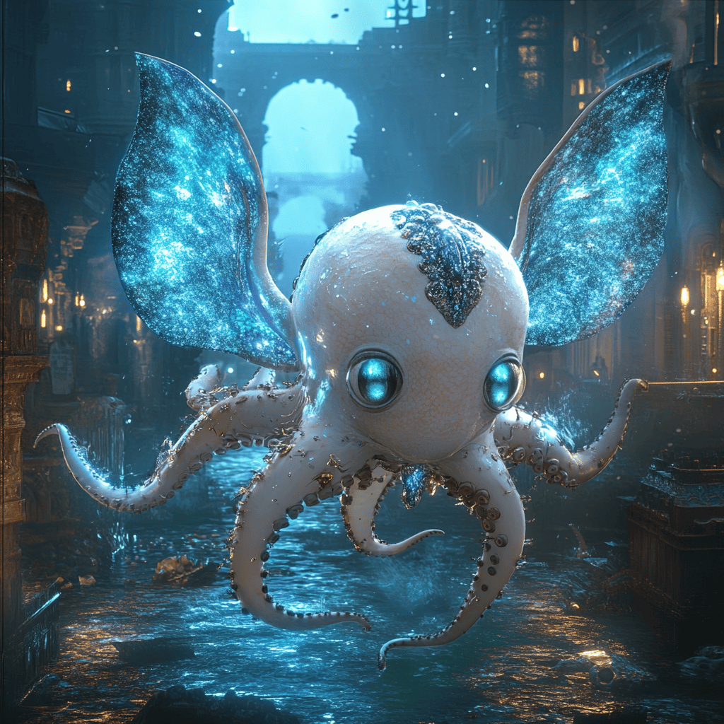 Dumbo Octopus Illustration of Dumbo Octopus, a mythical realm inspired by Dumbo Octopus, central to folklore