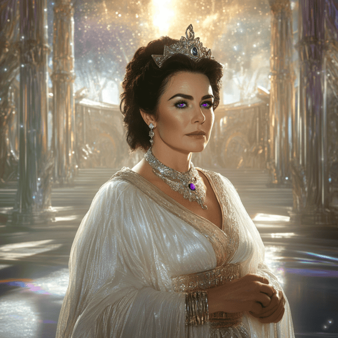 Illustration of Elizabeth Taylor, a mythical realm inspired by Elizabeth Taylor, central to folklore