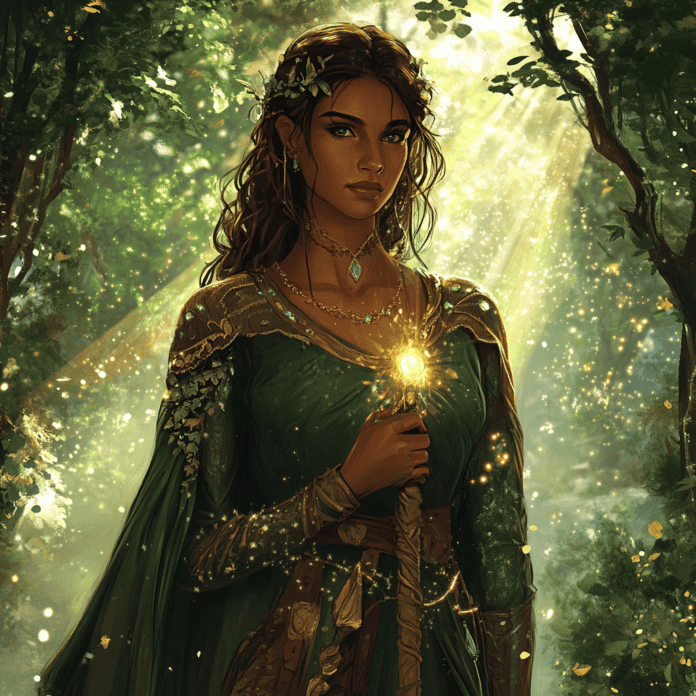 Illustration of Emma Chamberlain, a mythical realm inspired by Emma Chamberlain, central to folklore