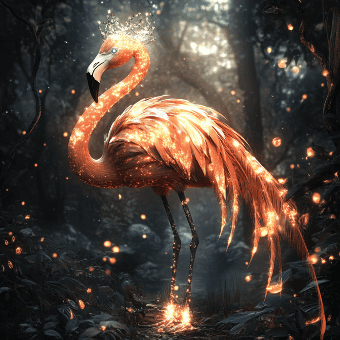 Illustration of Flamingo, a mythical realm inspired by Flamingo, central to folklore