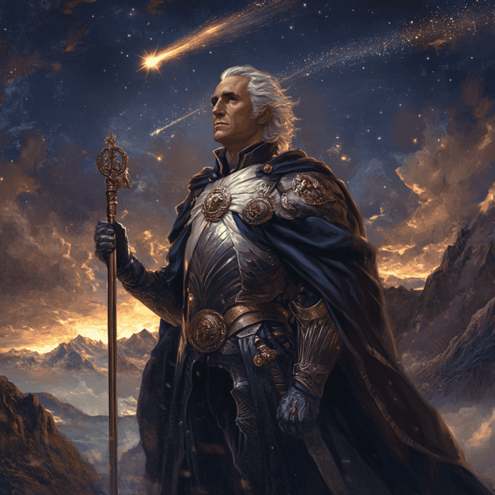 Illustration of George Washington, a mythical realm inspired by George Washington, central to folklore