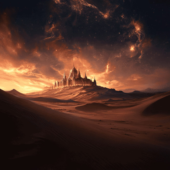 Illustration of Gobi, a mythical realm inspired by Gobi, central to folklore.