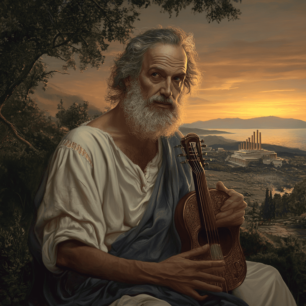 Homer Illustration of Homer, a mythical realm inspired by Homer, central to folklore