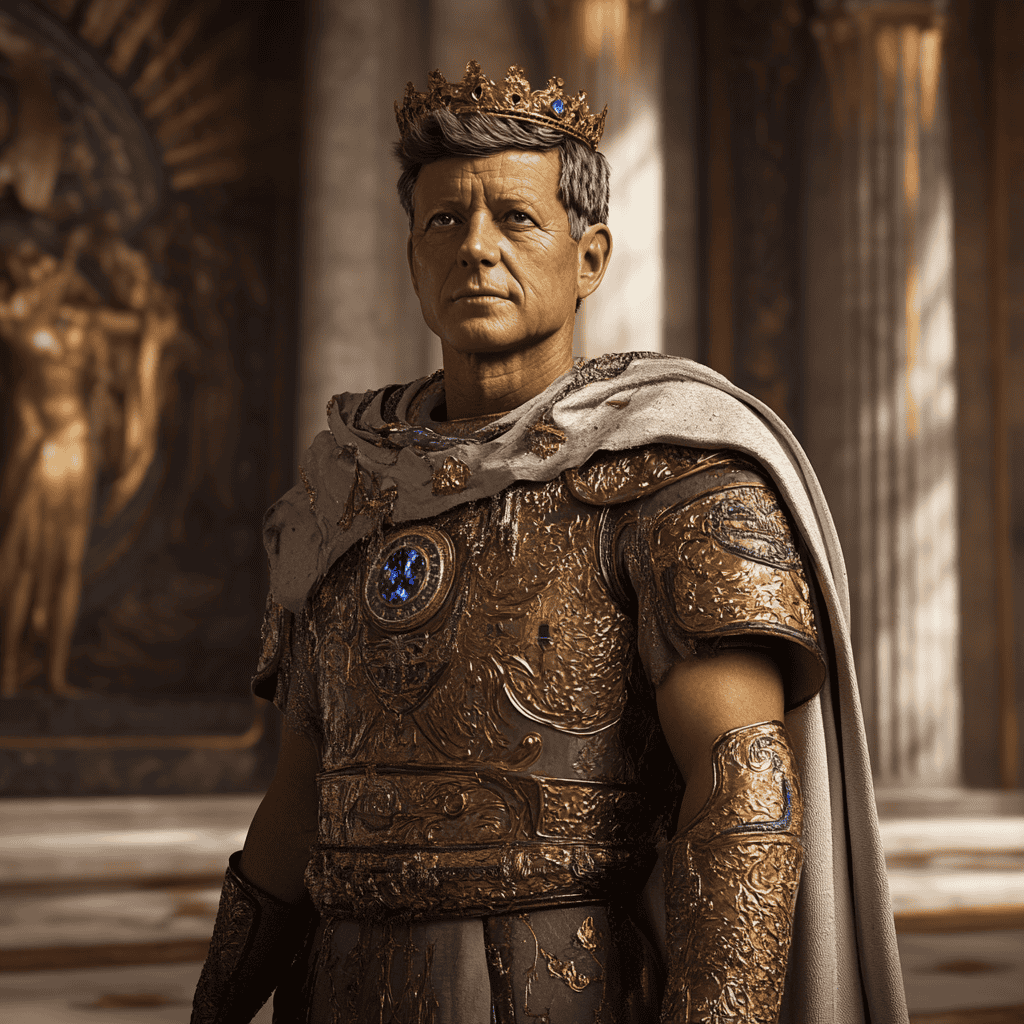 John F. Kennedy Illustration of John F. Kennedy, a mythical realm inspired by John F. Kennedy, central to folklore