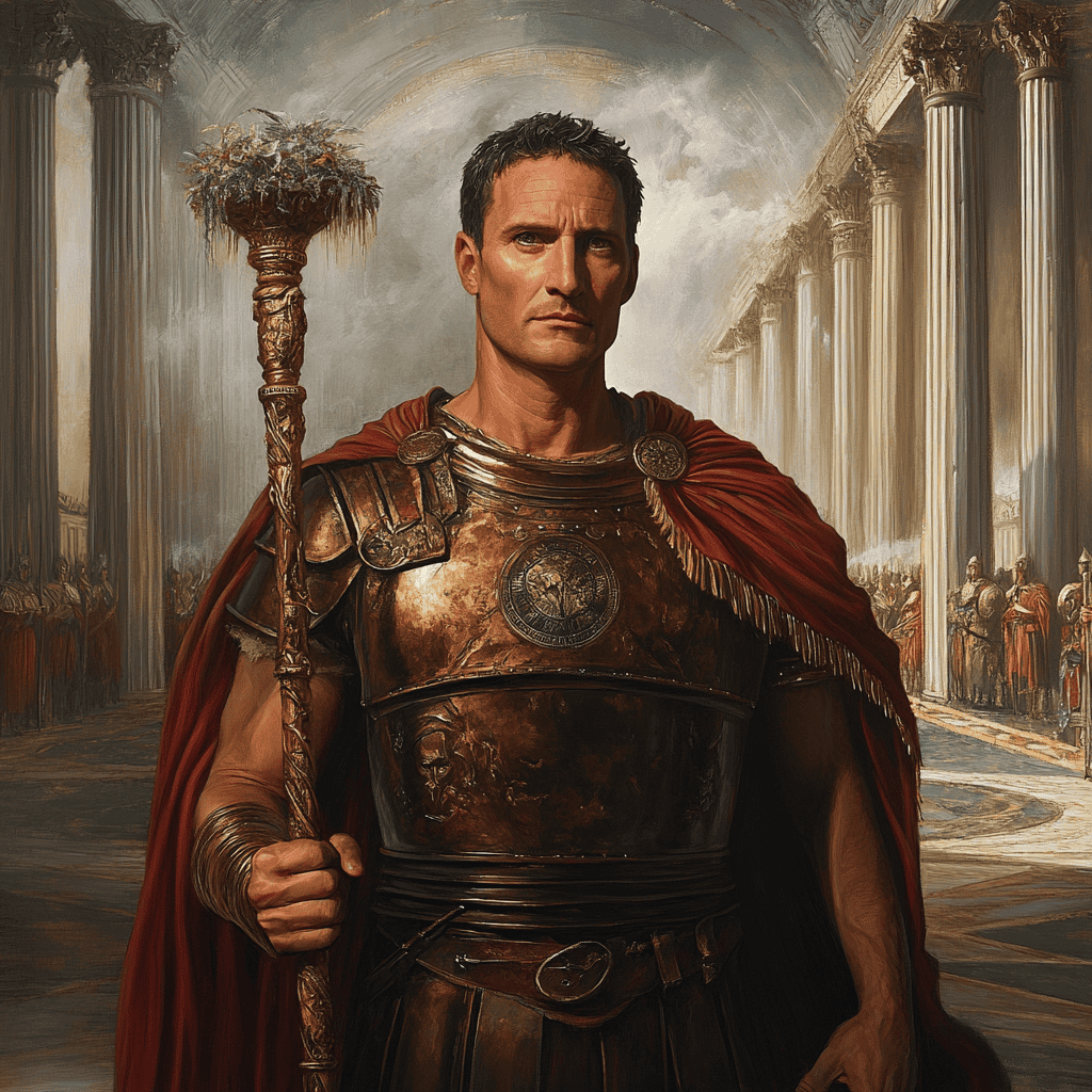 Julius Caesar Illustration of Julius Caesar, a mythical realm inspired by Julius Caesar, central to folklore