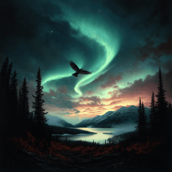 Illustration of Labrador-Ungava Taiga, a mythical realm inspired by Labrador-Ungava Taiga, central to folklore.