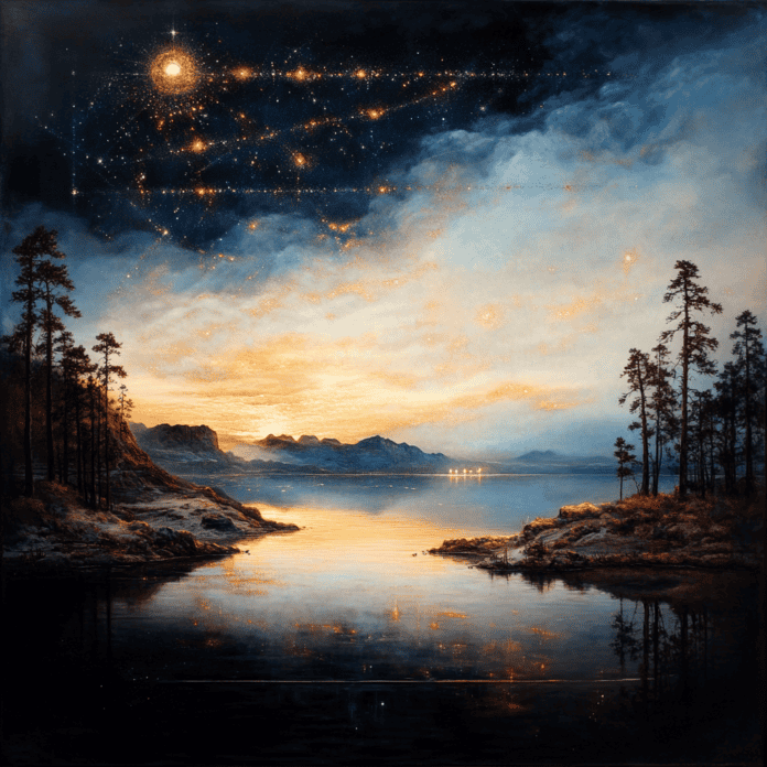 Illustration of Lake Baikal, a mythical realm inspired by Lake Baikal, central to folklore.