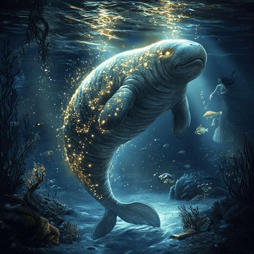 Manatee Illustration of Manatee, a mythical realm inspired by Manatee, central to folklore
