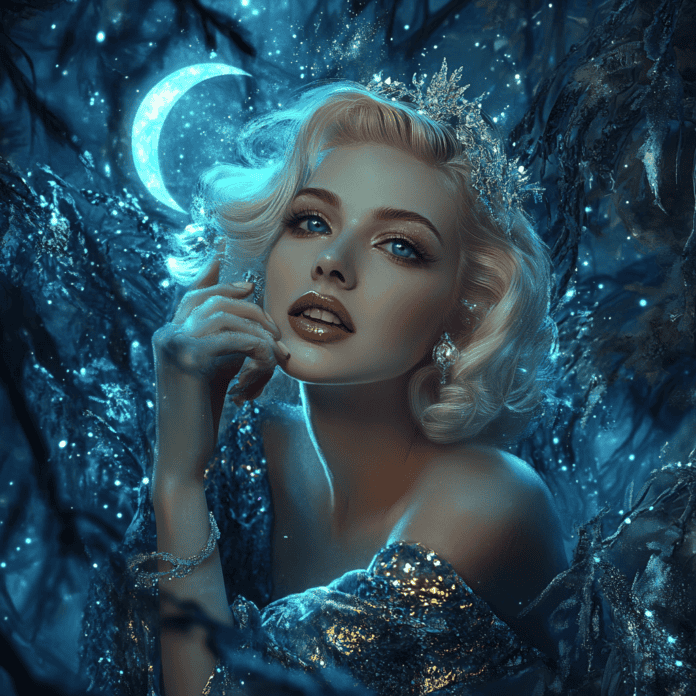 Illustration of Marilyn Monroe, a mythical realm inspired by Marilyn Monroe, central to folklore