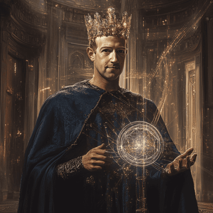 Illustration of Mark Zuckerberg, a mythical realm inspired by Mark Zuckerberg, central to folklore