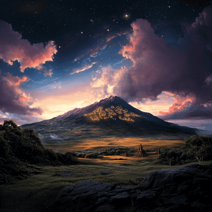 Illustration of Mauna Loa, a mythical realm inspired by Mauna Loa, central to folklore.