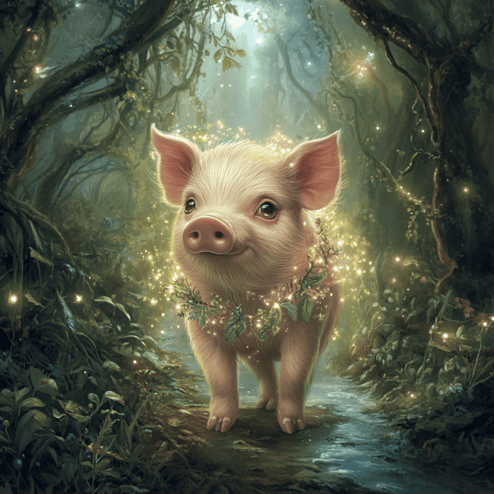 Illustration of Mini Pig, a mythical realm inspired by Mini Pig, central to folklore