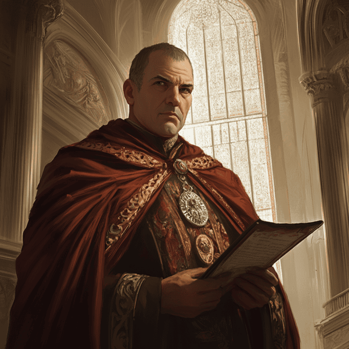 Illustration of Niccolò Machiavelli, a mythical realm inspired by Niccolò Machiavelli, central to folklore