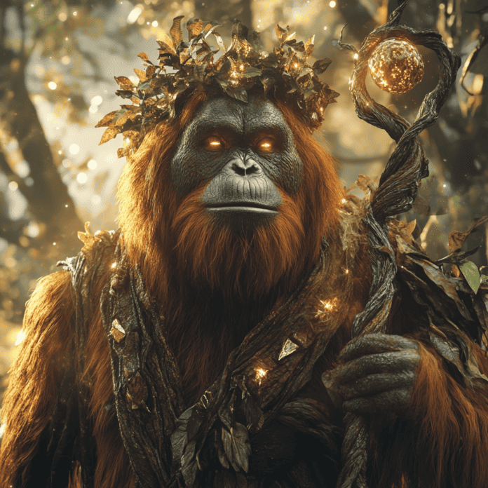 Illustration of Orangutan, a mythical realm inspired by Orangutan, central to folklore