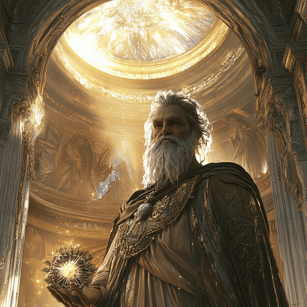 Plato Illustration of Plato, a mythical realm inspired by Plato, central to folklore