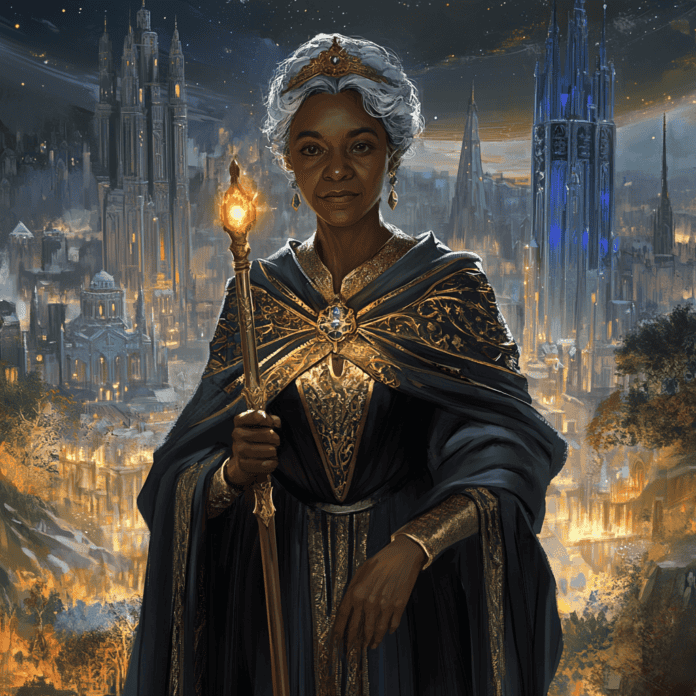 Illustration of Rosa Parks, a mythical realm inspired by Rosa Parks, central to folklore