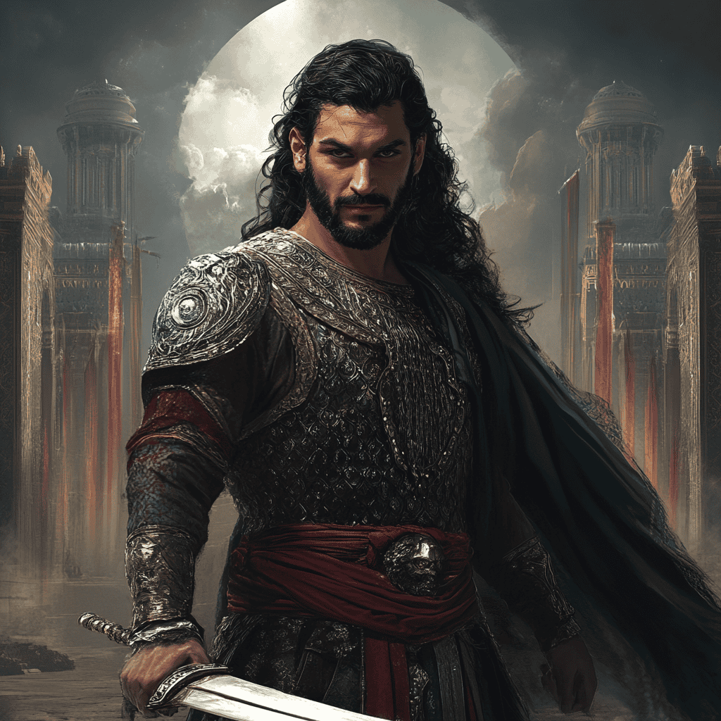 Saladin Illustration of Saladin, a mythical realm inspired by Saladin, central to folklore