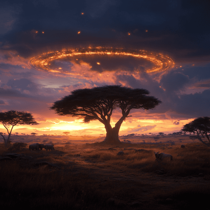 Illustration of Serengeti National Park, a mythical realm inspired by Serengeti National Park, central to folklore.