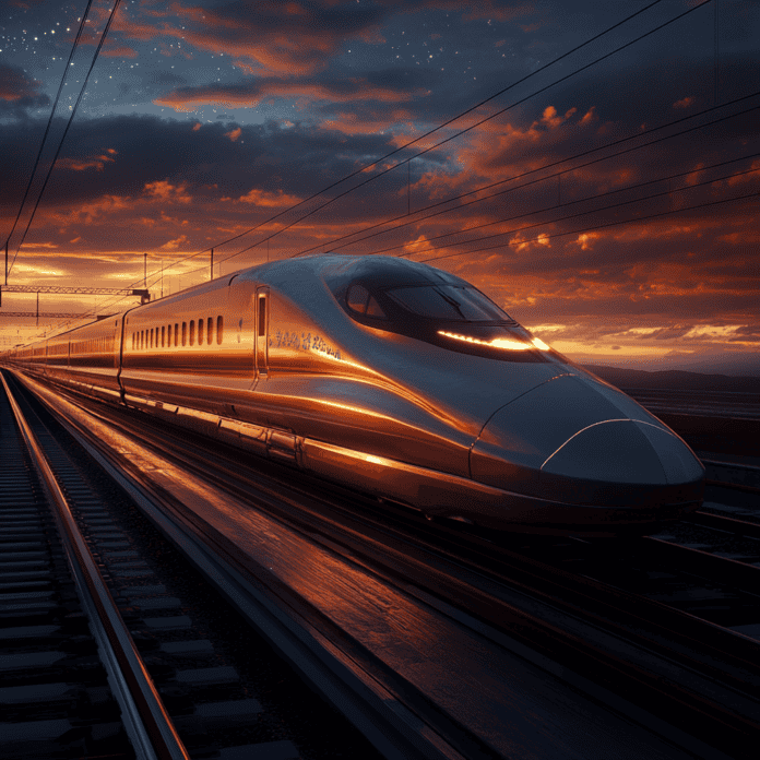 Illustration of Shinkansen (Japan), a mythical realm inspired by Shinkansen (Japan), central to folklore