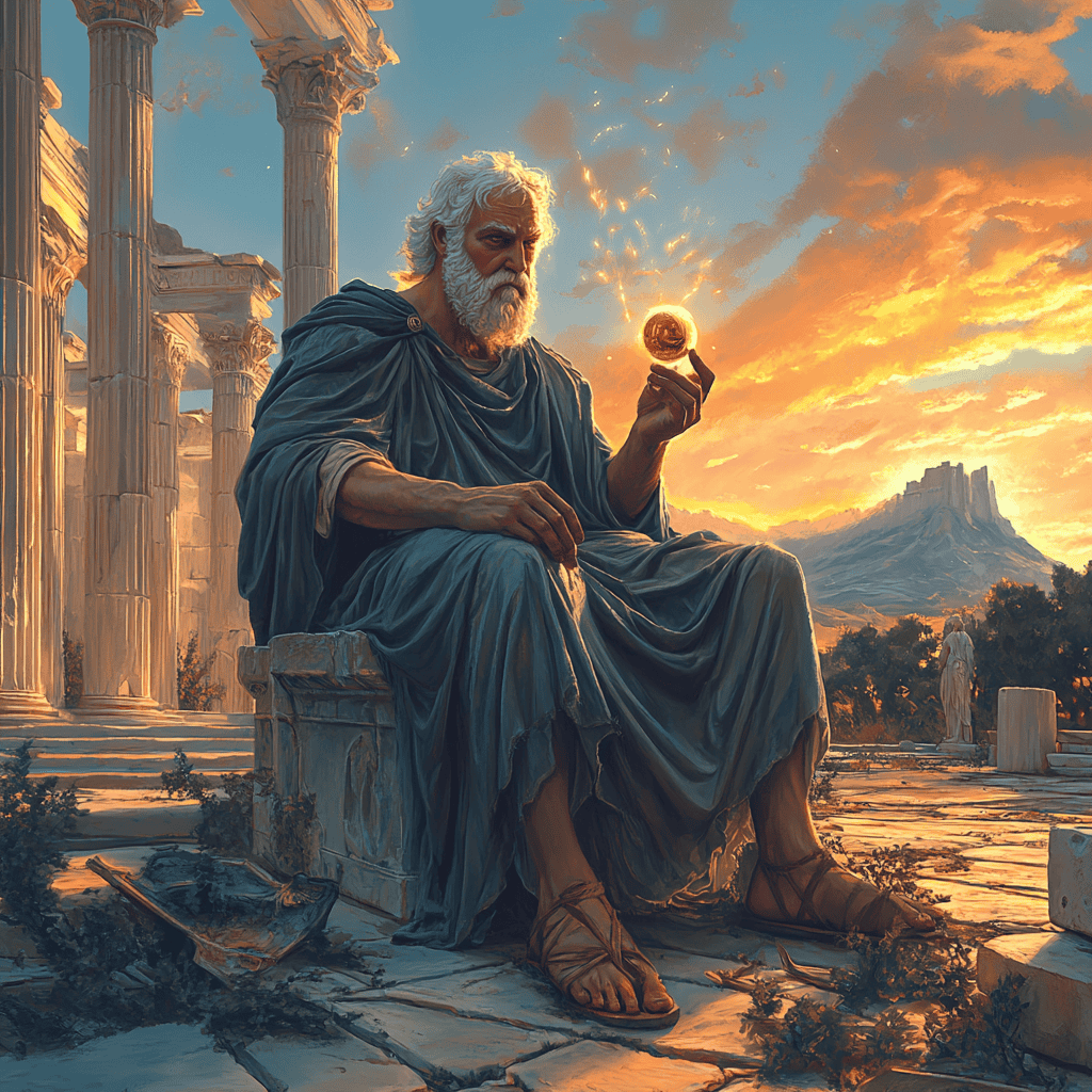 Socrates Illustration of Socrates, a mythical realm inspired by Socrates, central to folklore