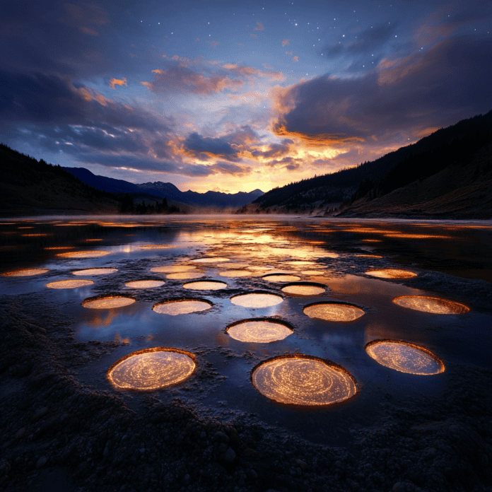 Illustration of Spotted Lake, a mythical realm inspired by Spotted Lake, central to folklore.