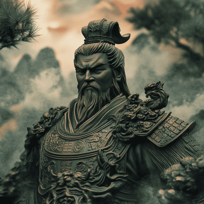 Illustration of Sun Tzu, a mythical realm inspired by Sun Tzu, central to folklore.