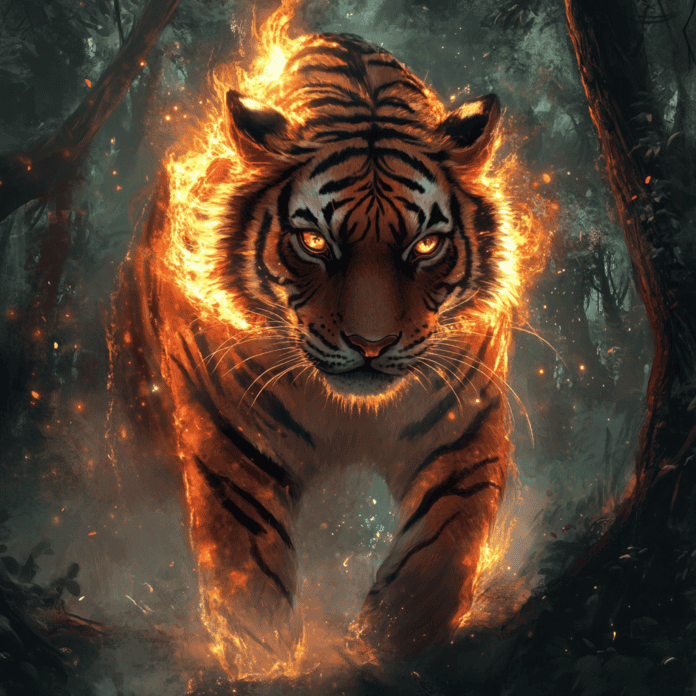 Illustration of Tiger, a mythical realm inspired by Tiger, central to folklore