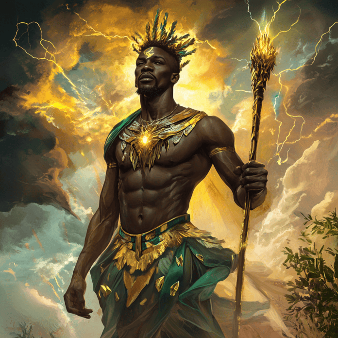 Illustration of Usain Bolt, a mythical realm inspired by Usain Bolt, central to folklore