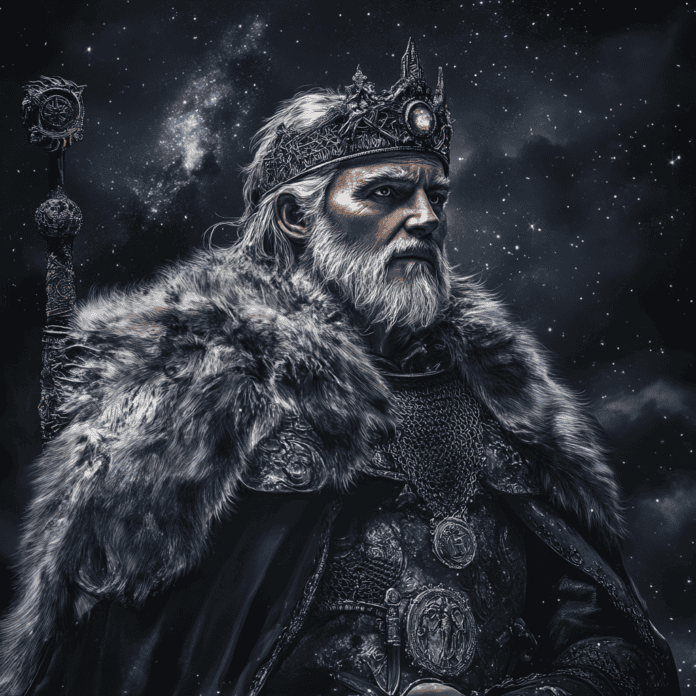 Illustration of William the Conqueror, a mythical realm inspired by William the Conqueror, central to folklore