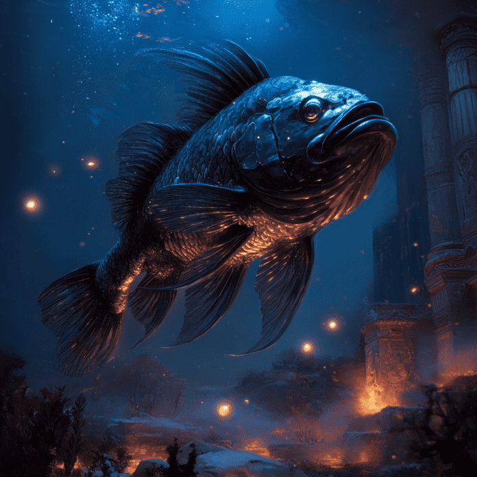 Illustration of Bioluminescent Fish, a mythical realm inspired by Bioluminescent Fish, central to folklore.