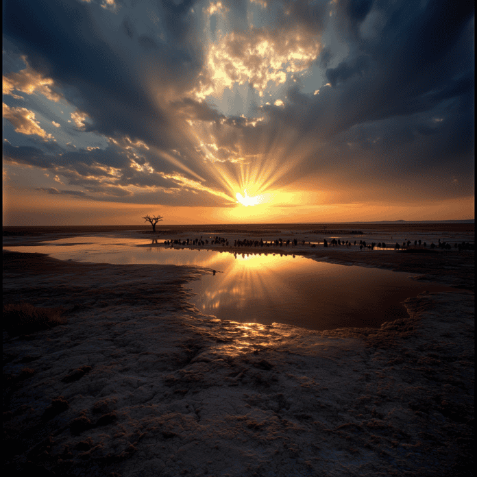 Illustration of Etosha National Park, a mythical realm inspired by Etosha National Park, central to folklore.