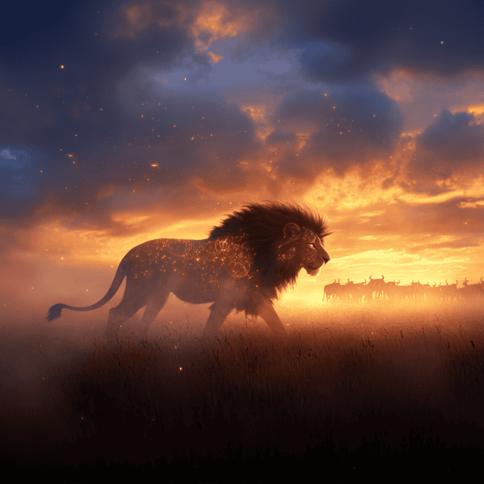Illustration of Maasai Mara, a mythical realm inspired by Maasai Mara, central to folklore.