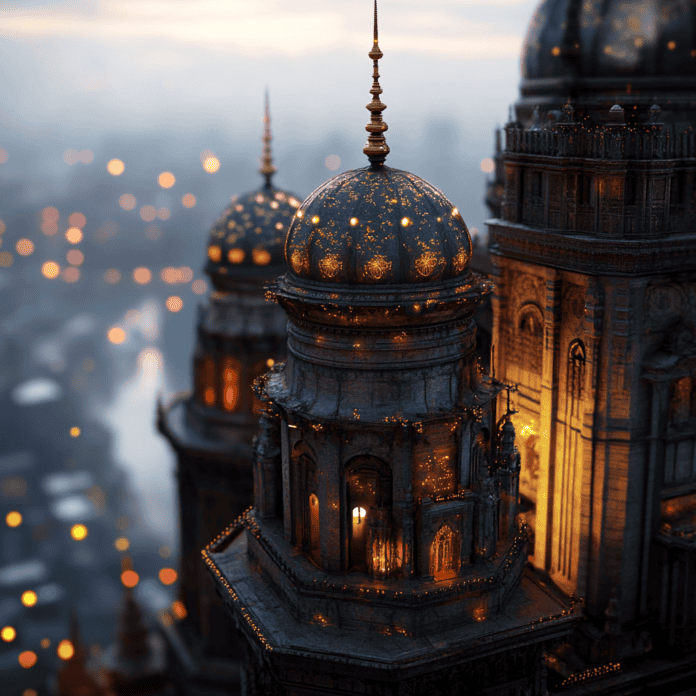 Illustration of Mumbai, a mythical realm inspired by Mumbai, central to folklore