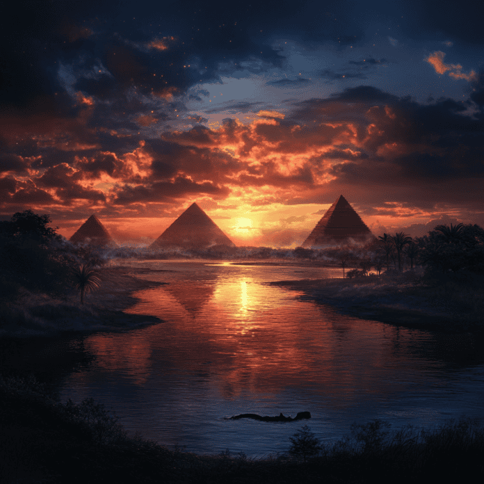 Illustration of Nile, a mythical realm inspired by Nile, central to folklore.