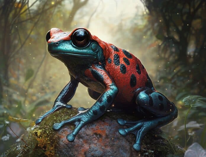 Illustration of Poison Dart Frog, a mythical realm inspired by Poison Dart Frog, central to folklore.