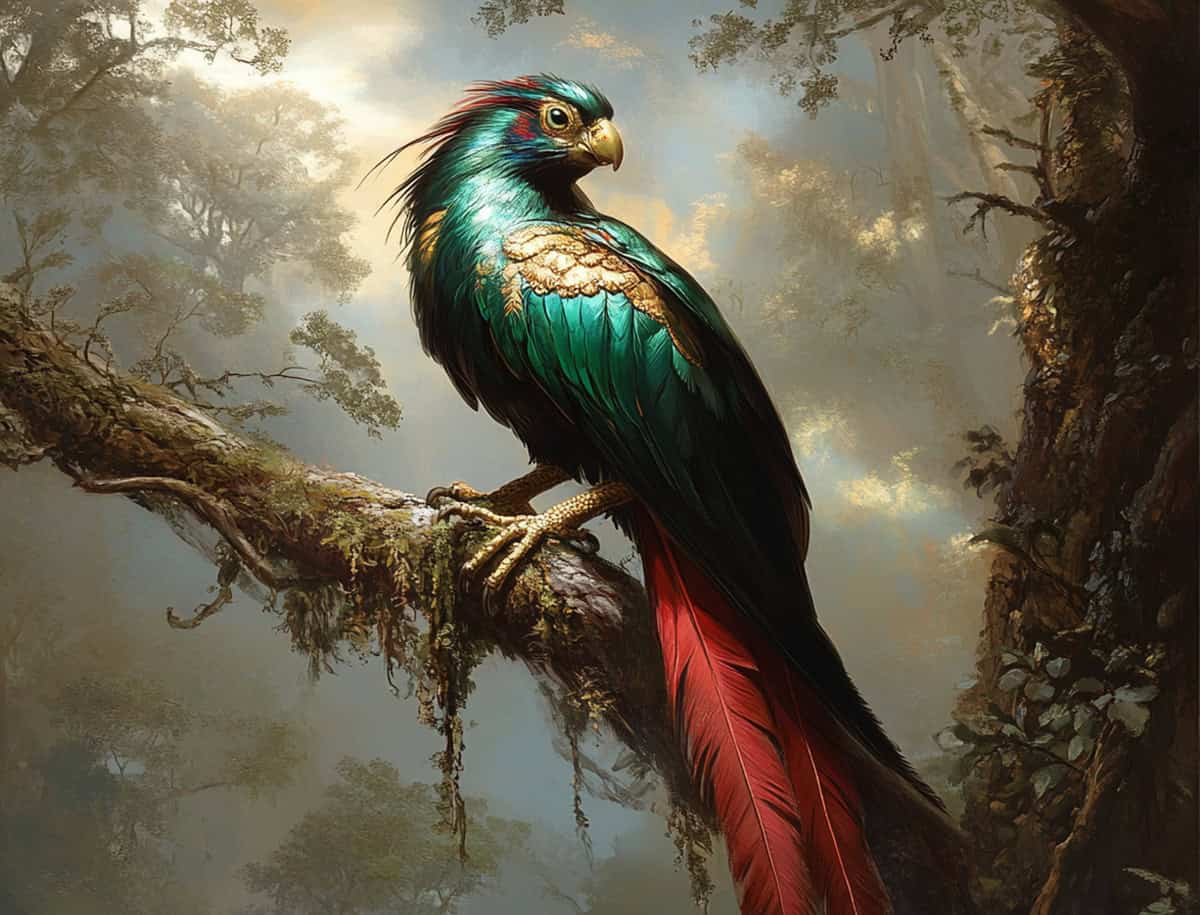 quetzal_resized Illustration of Quetzal, a mythical realm inspired by Quetzal, central to folklore.