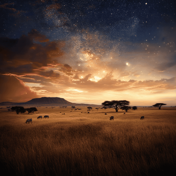 Illustration of Serengeti, a mythical realm inspired by Serengeti, central to folklore.