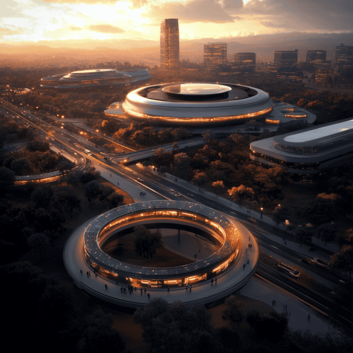 Illustration of Silicon Valley, a mythical realm inspired by Silicon Valley, central to folklore