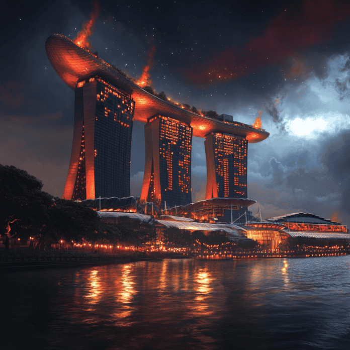 Illustration of Singapore, a mythical realm inspired by Singapore, central to folklore.